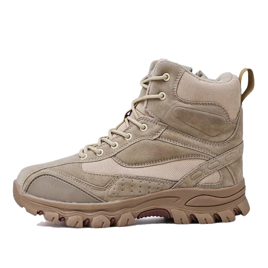 Botas tácticas de combate para hombre, de piel, para caza, senderismo, camping, montañismo, invierno, zapatos de trabajo