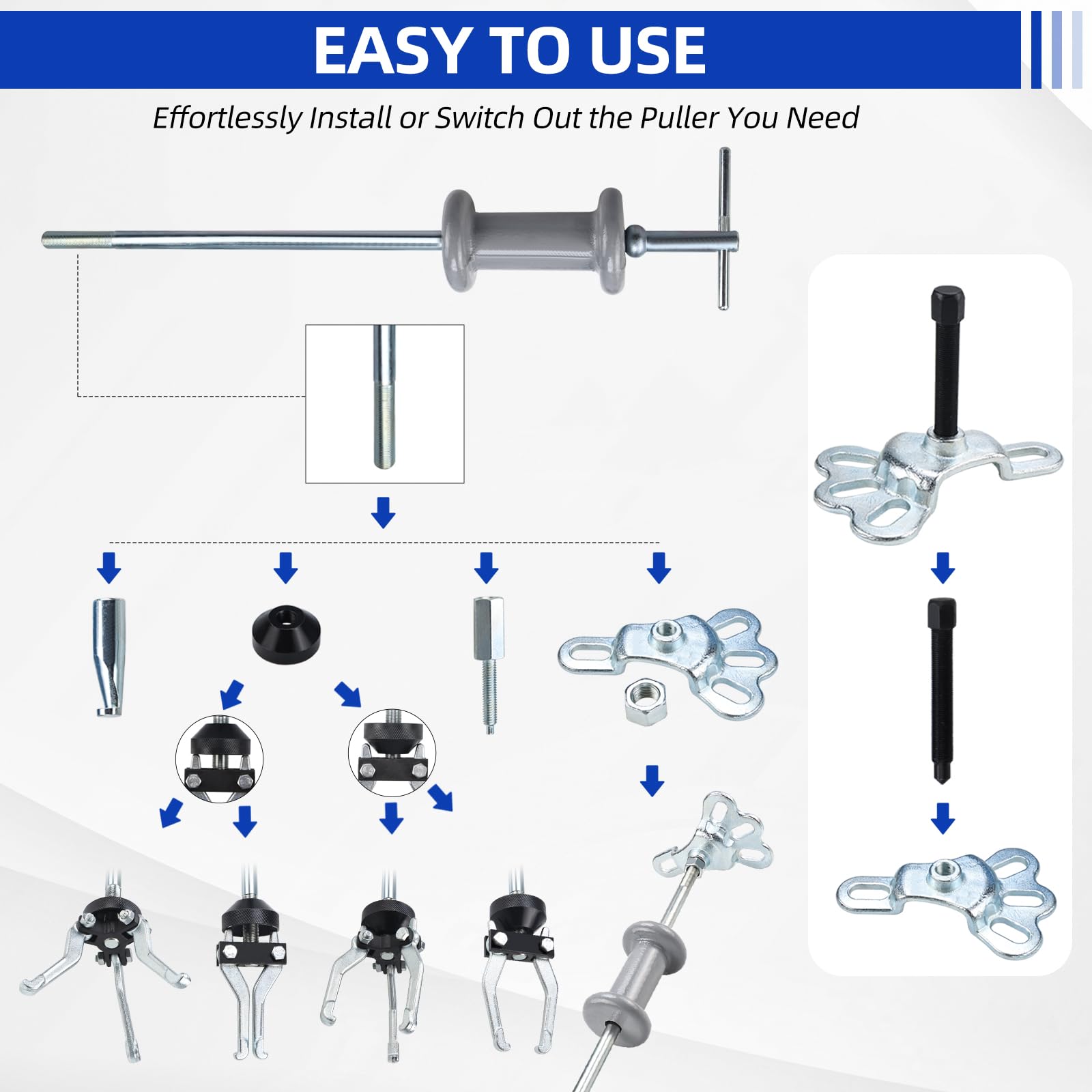 BOOMSTART 16 Pezzi Scorrevole Martello Dent Mozzo & Cuscinetto Estrattore Kit 2/3 Mascella Esterna Interna Auto Camion Estrattore Set