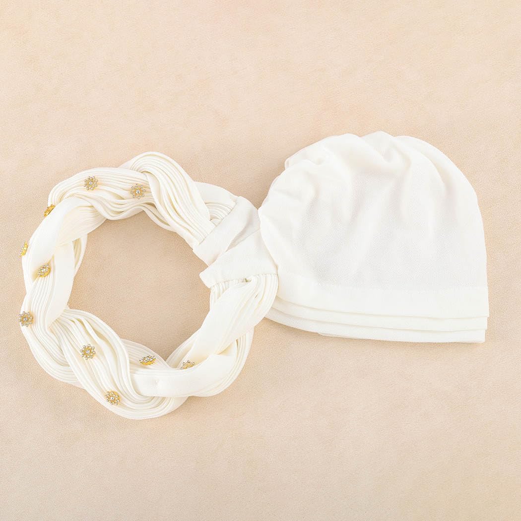 Woeoe Women African Turban Pre-Tied Twisted Beanie Cap Headwear Rhinestone Soft Stretchy Head Turbans - Image 4