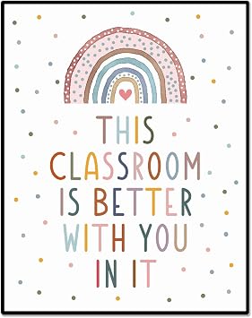 OFlyDesigns This Classroom Is Better With You In It, Boho Classroom Decor, Classroom Poster, Classroom Door Signs, Elementary School Classroom Prints, Rainbow Decor, Child Art, Teacher Gift, Unframed