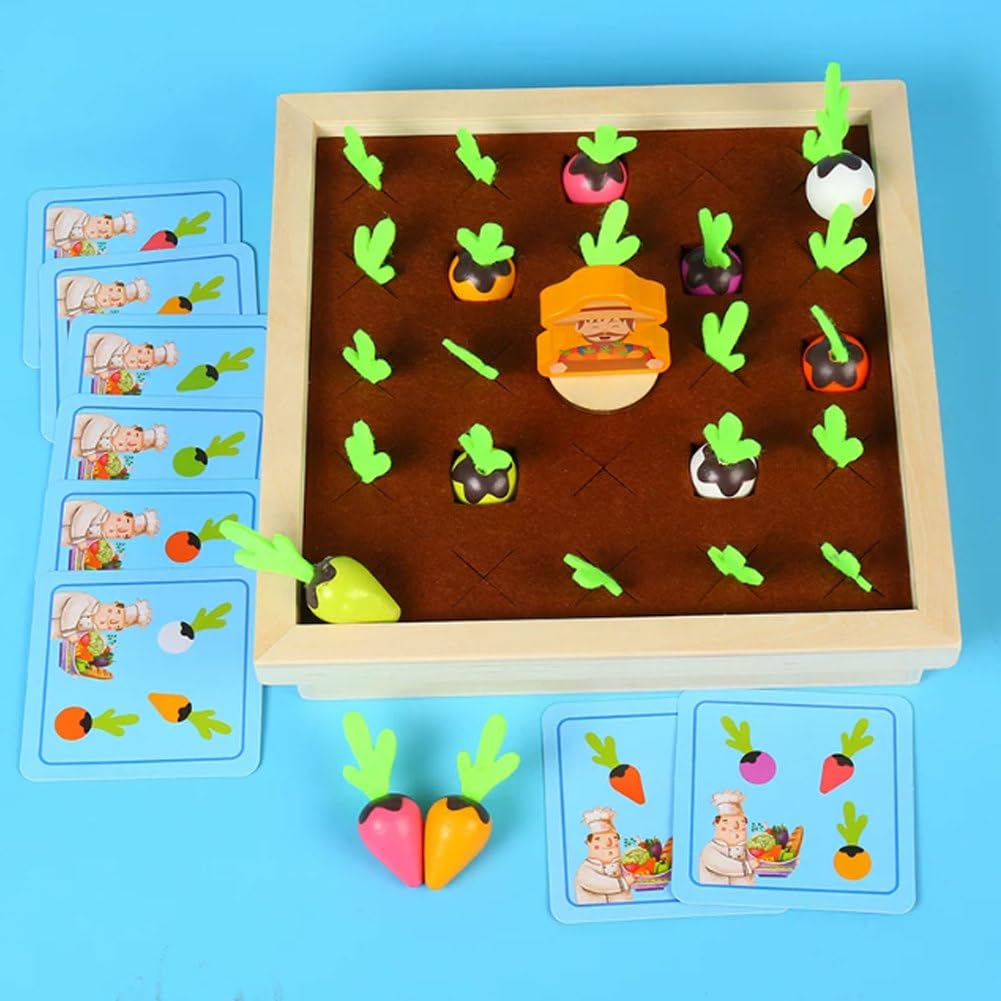 Jeu de mémoire et d'association des légumes en Bois Montessori
