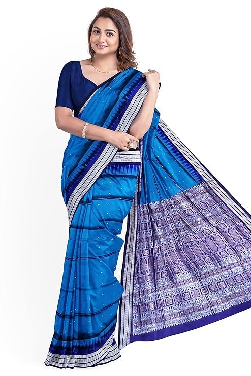 Image of Handmade Pure Bomkai Silk Saree Khandua Natural Silk Ikkat Saree For Women /Ethnic Wear /Traditonal Saree /Handloom Saree With Regular Fit Blouse Piece