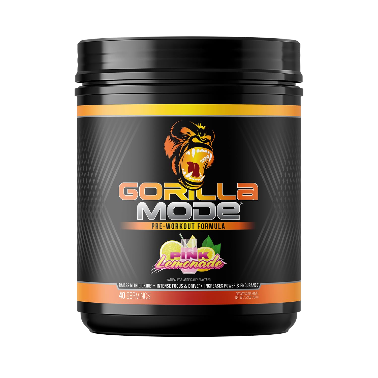Gorilla Mind Pre Workout - Massive Pumps Laser Focus Energy Power - L-Citrulline, Creatine, L-Tyrosine, Betaine, Hydroprime, Alpha-GPC, 400mg Caffeine, Huperzine A - 784g (Pink Lemonade)