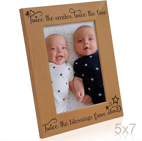 Miniatura 19 de KATE POSH - Dos veces las sonrisas, dos veces el amor, dos veces las bendiciones de arriba - Marco de fotos grabado de madera natural - Marco