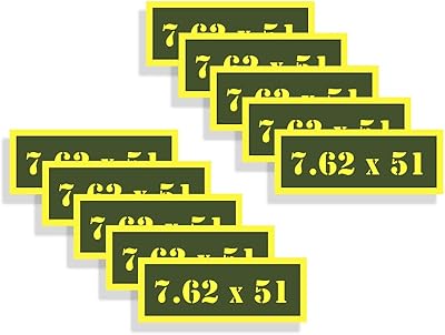 Speed Demon Hot Rod Shop LLC Ammo Can Labels 7.62x51 Ammunition Decals Army Green Firearm Labels 7.62x51 10 Pack Adhesive Vinyl 3