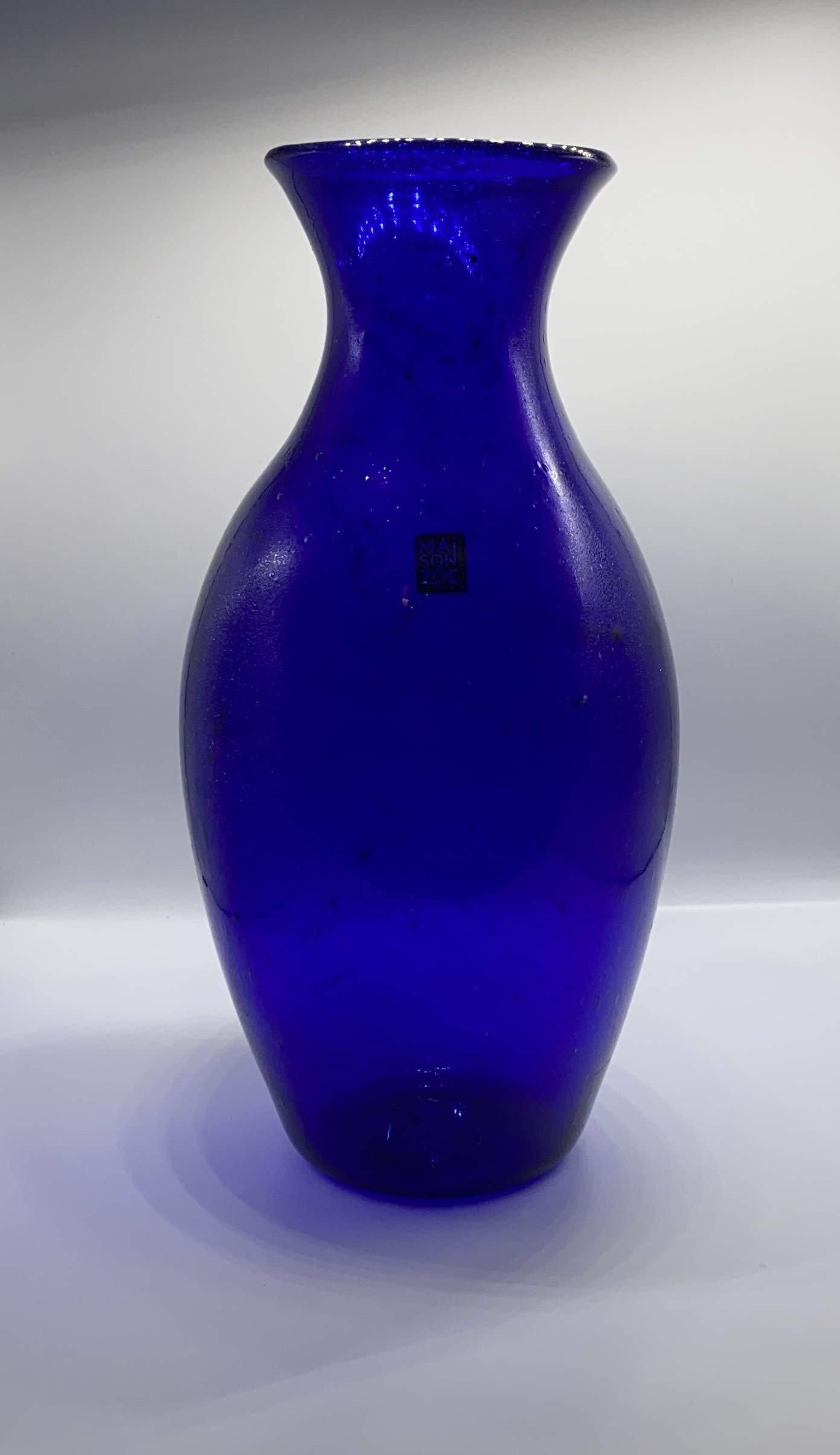 Maison Zoe Glasvase aus Recycling-Glas Belina - dunkelblau - blau - groß - Durchmesser ≈ 12cm Höhe ≈ 29cm - 100% Handmade - Blumenvase - Vase mundgeblasen - Dekovase