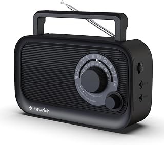 Yewrich AM FM Bluetooth Portable Radio with Superior DSP Reception, Battery/AC Powered, Large Knob for Seniors, Home & Outdoor Use