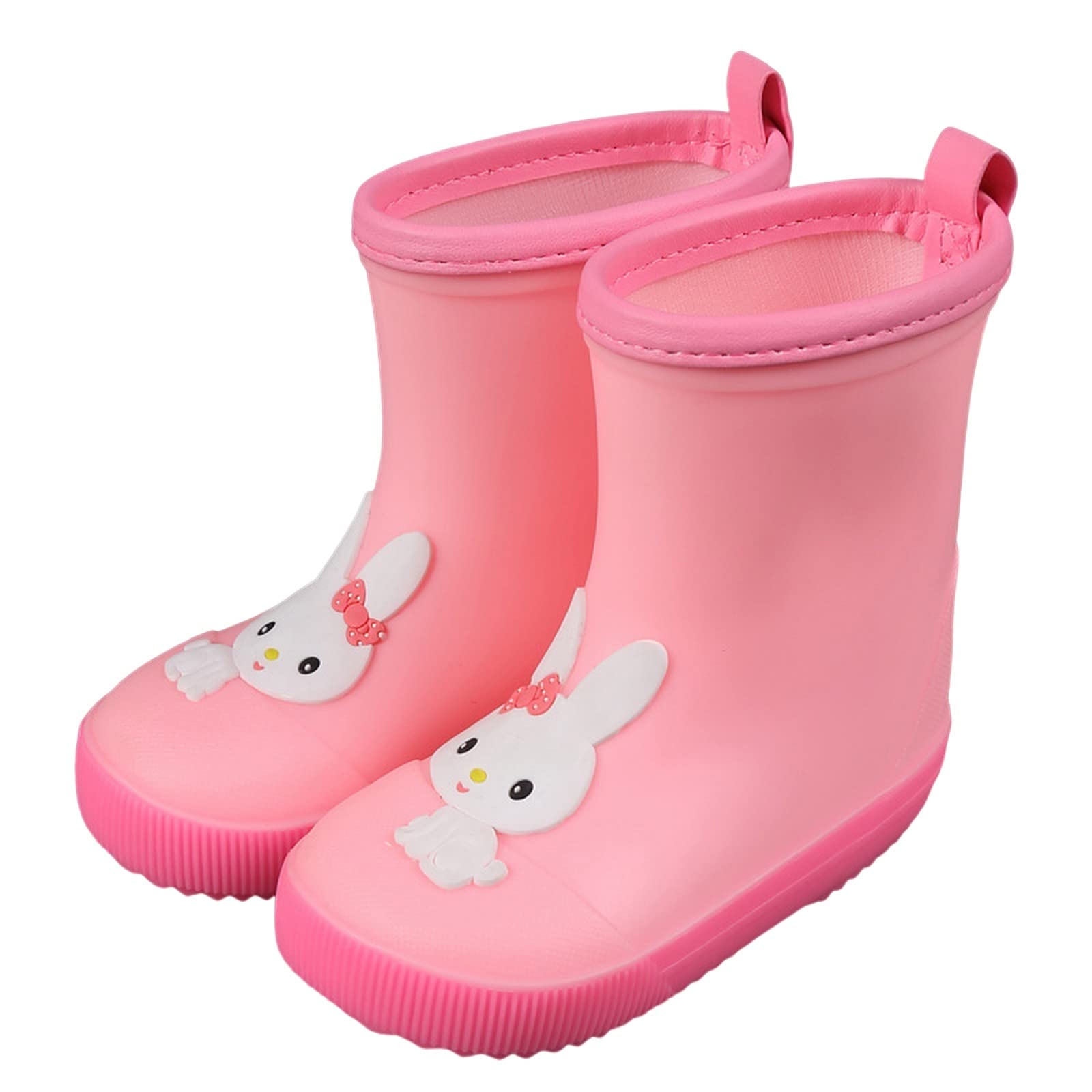 Toddler Girls Rain Boots Non Slip Rubber Platform Rain Boots for Little-Kids with Cute Cartoon Bunny Water Shoes