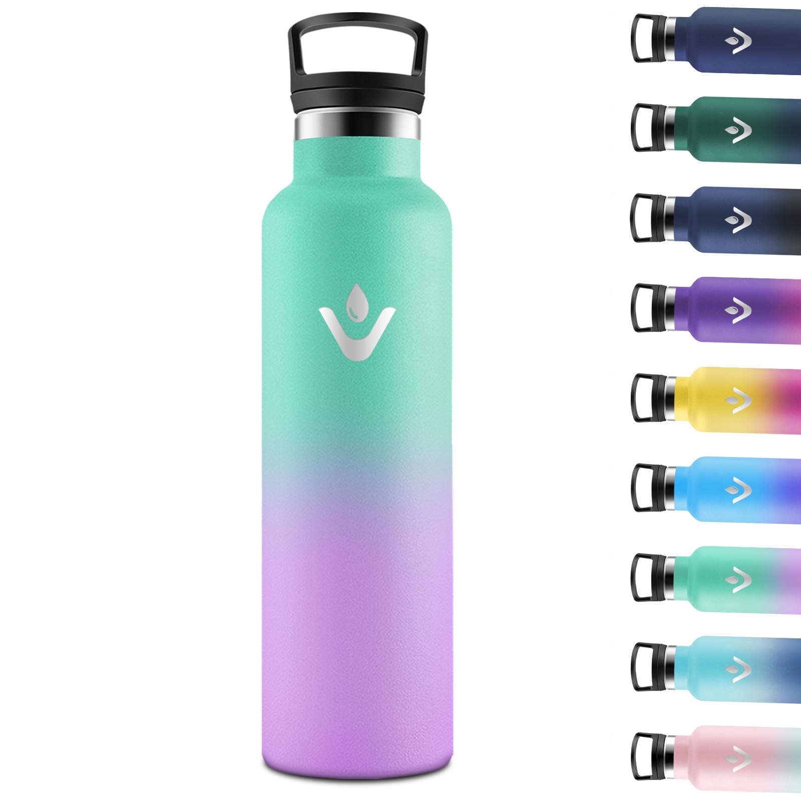 Motswedi Botella agua Termica, 1000ml Doble Aislamiento, Botella Termica 1 litro, Mantener 12H Caliente/24 Frío, Cantimplora, a Prueba de Fugas, Thermoflask, para Viaje, Exterior, Verde & Azul — view 13