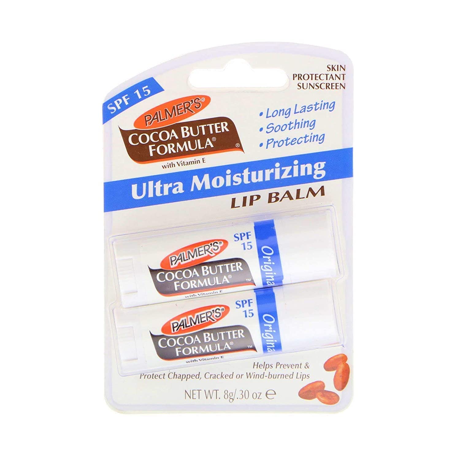 Ultra Moisturizing Lip Balm, SPF 15, Pack of 2,0.30oz (0.8g)