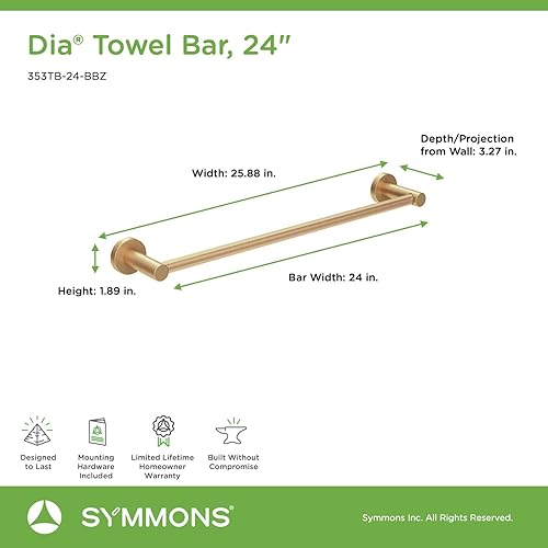 Miniatura 2 de Symmons 353TB-24-BBZ Toallero de pared de 24 pulgadas de diámetro en bronce cepillado