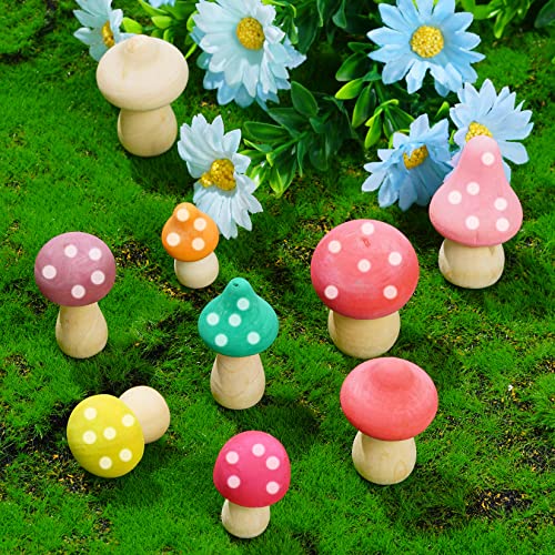 Yookat 24 Pieces Unfinished Wooden Mushroom Mini Wood Mushrooms Natural Wooden Mushrooms Unpainted Wood Mushrooms For Arts And Crafts Projects #TOP4