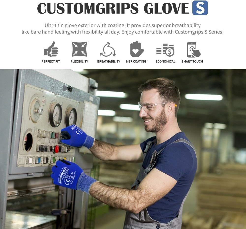 CustomGrips Cut Resistant Work Gloves Level 3 Resistance Nitrile Coated,12P