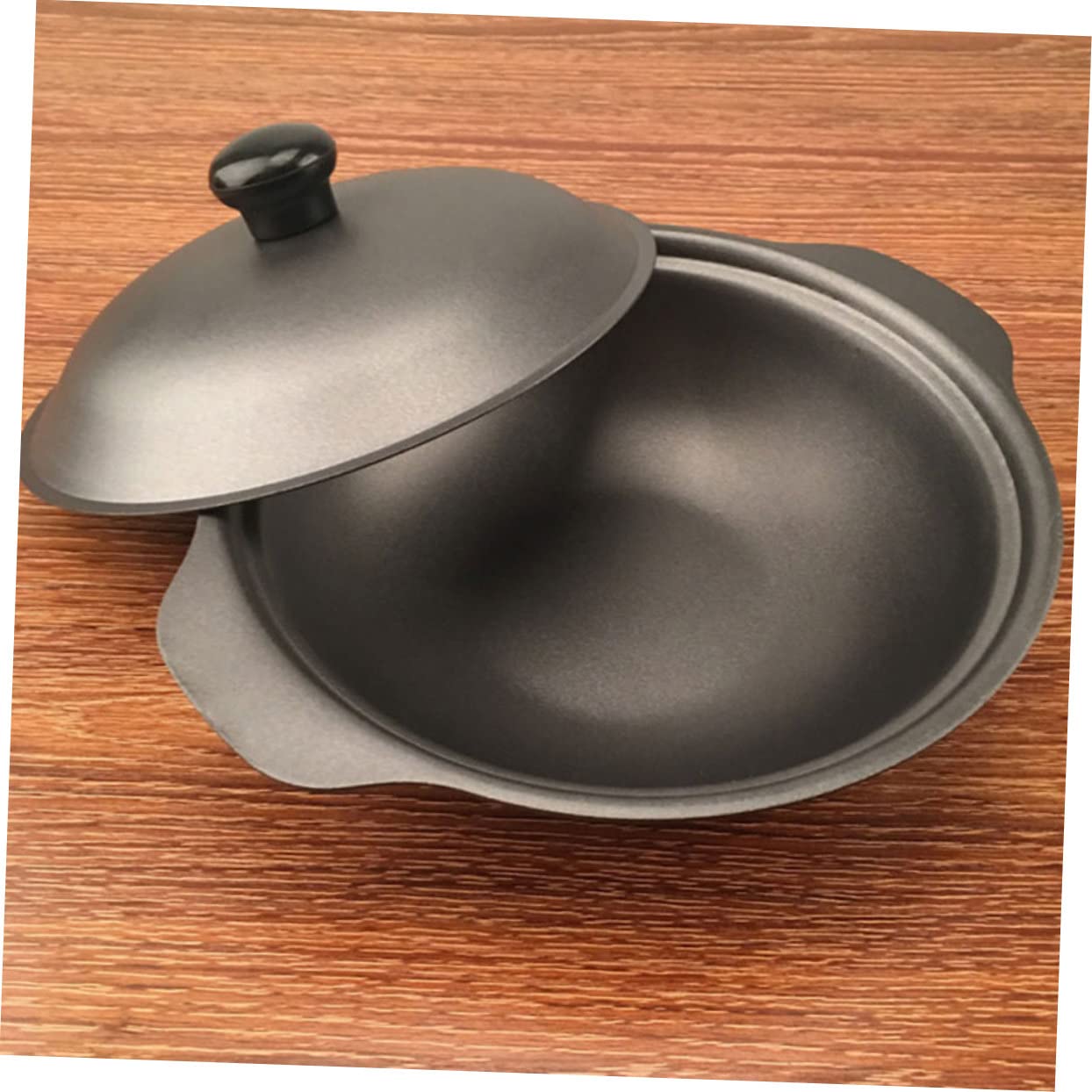 Overmont Casseruola in Ghisa Smaltata - Antiaderente Forno Olandese con Coperchio - 24 CM Rotonda Cocotte per Adatto a Piani di Cottura e Forni a Induzione - Grigio
