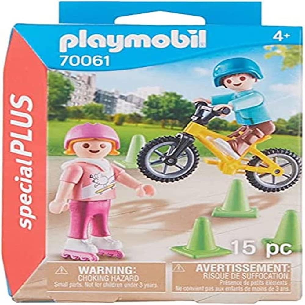 Playmobil70061 Special Plus Children with Bike and Skates, Fun Imaginative Role-Play, PlaySets Suitable for Children Ages 4+