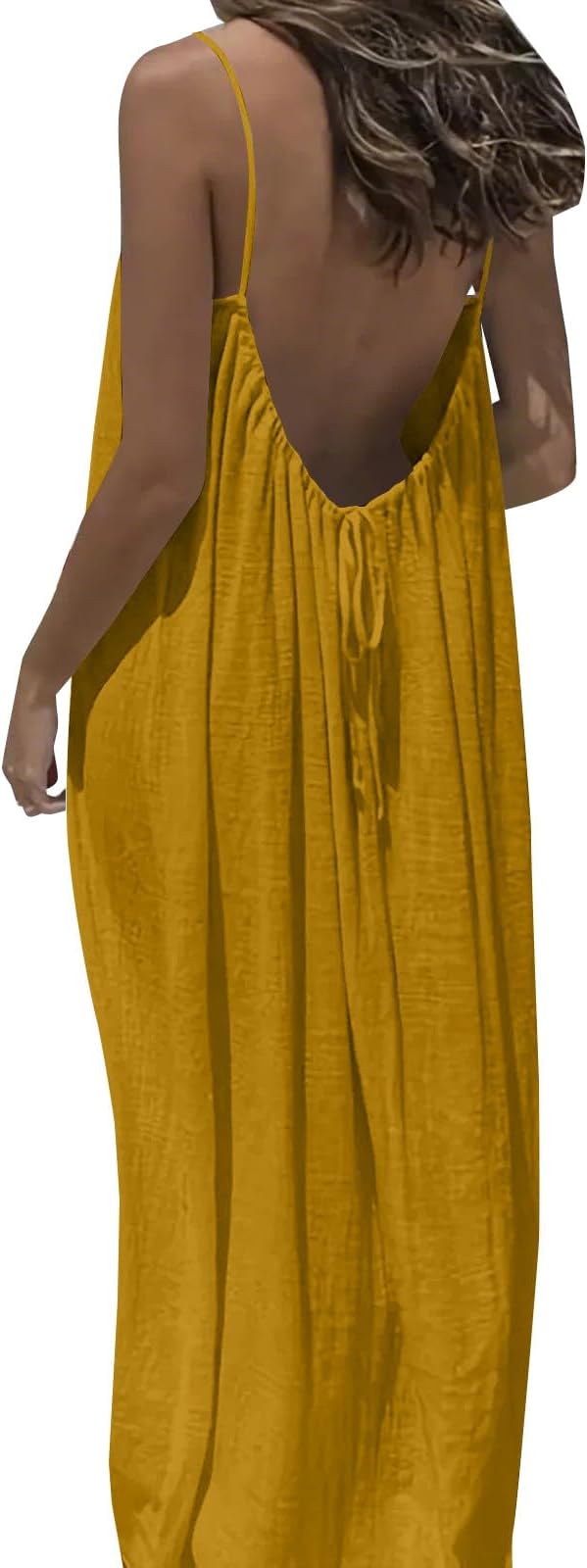 Backless Cami Dresses for Women Summer Sleeveless Maxi Lounge House Dress 2026 Beach Long Sundress with Back Tie