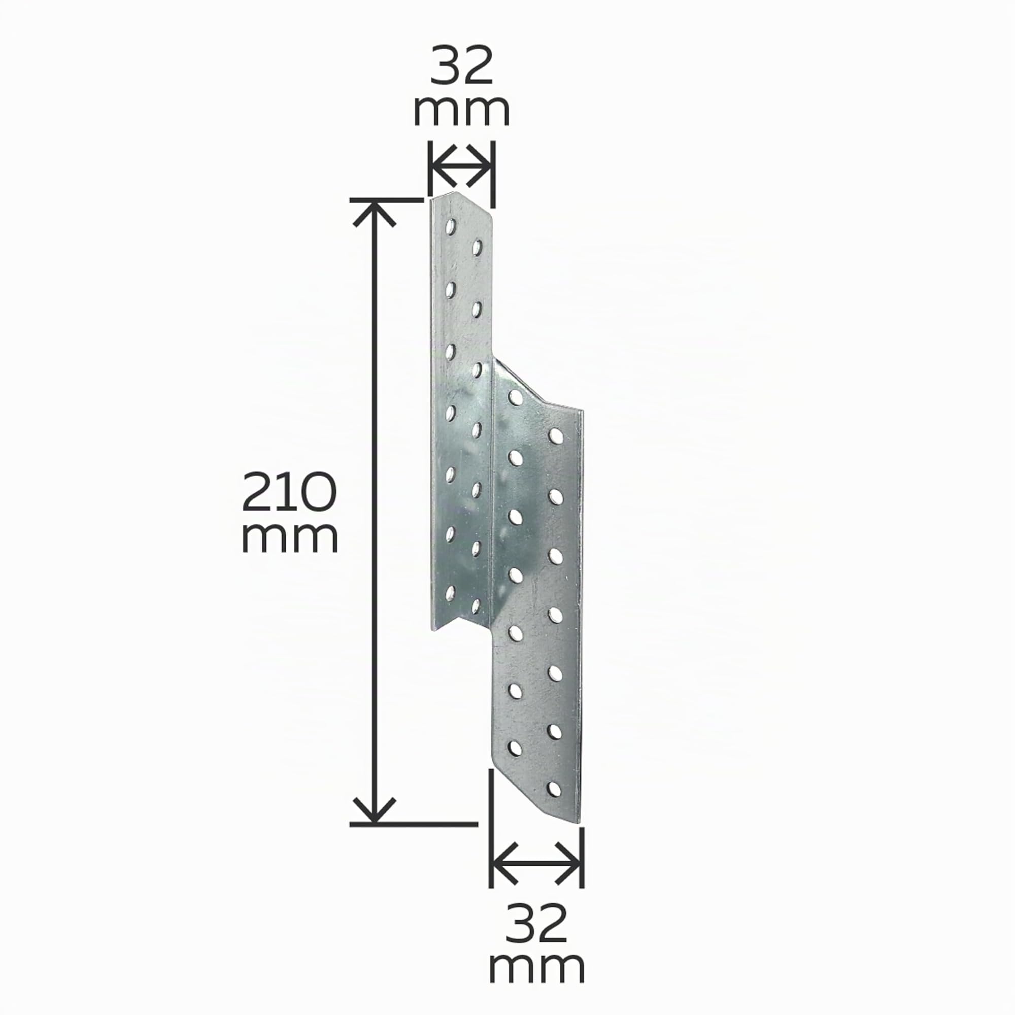 Alberts 846916 Équerre renvoyée | utilisable à droite | galvanisée Sendzimir | 32 x 32 x 210 mm | kit de 25