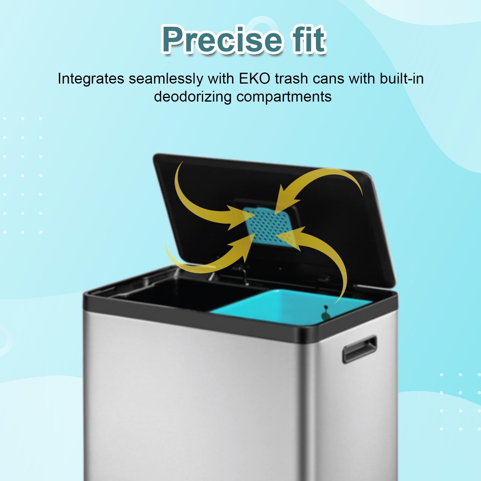 Lot de 12 Filtres Désodorisants pour Poubelles, Filtre à Charbon Actif Désodorisant au Charbon Actif Puissant Compatible avec les Poubelles EKO