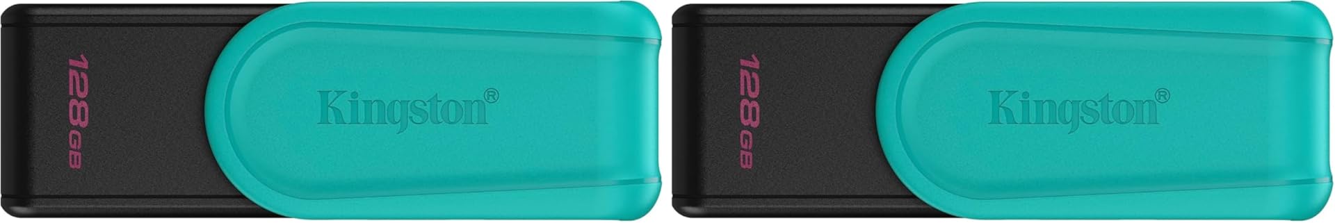 Kingston DataTraveler Exodia S USB Flash Drive - 128GB - USB 3.2 Gen 1 - USB Type A - Black/Turquoise - DTXS/128GB (Pack of 2)