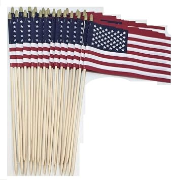 8x12 Inch Pointed Bottom Dowel US American Hand Held Stick Gravemarker Cemetery Flags WindStrong with Spear Tip 24 Inch Staff Made in the USA 24