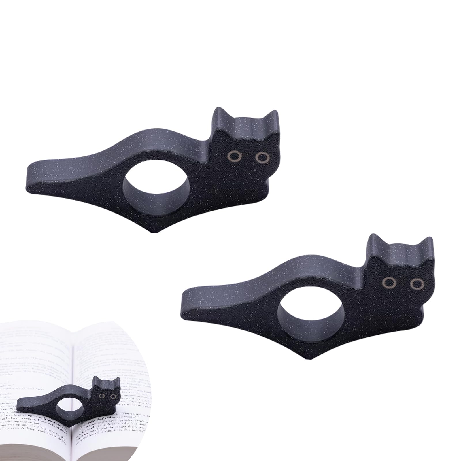 Cat Thumb Book Page Holder - ShiningUU 2PCS Reading Cat Book Holders | Cute Black Cats Design | Shaped Page Holders for Readers | Lightweight Book Accessories & Gifts for Book Lovers