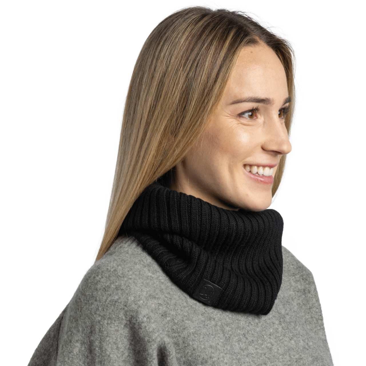Buff| Braga de cuello Knitted Frio Extremo, Practico, Versatil, Moda, Aislamiento termico, Comodo Hombre Mujer Talla única Negro