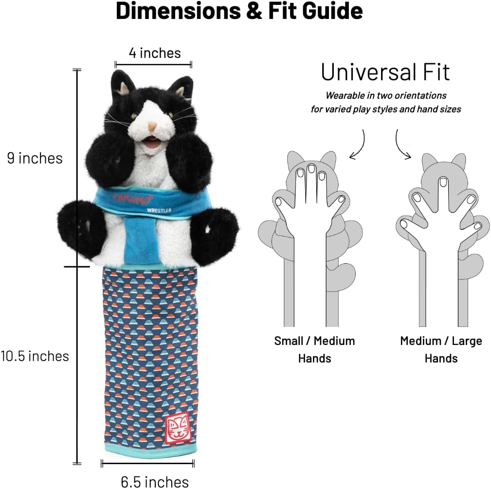 Cat Wrestling Glove Puppet – Interactive Hand Mitt with Durable Protective Sleeve and Catnip - Play & Enrichment