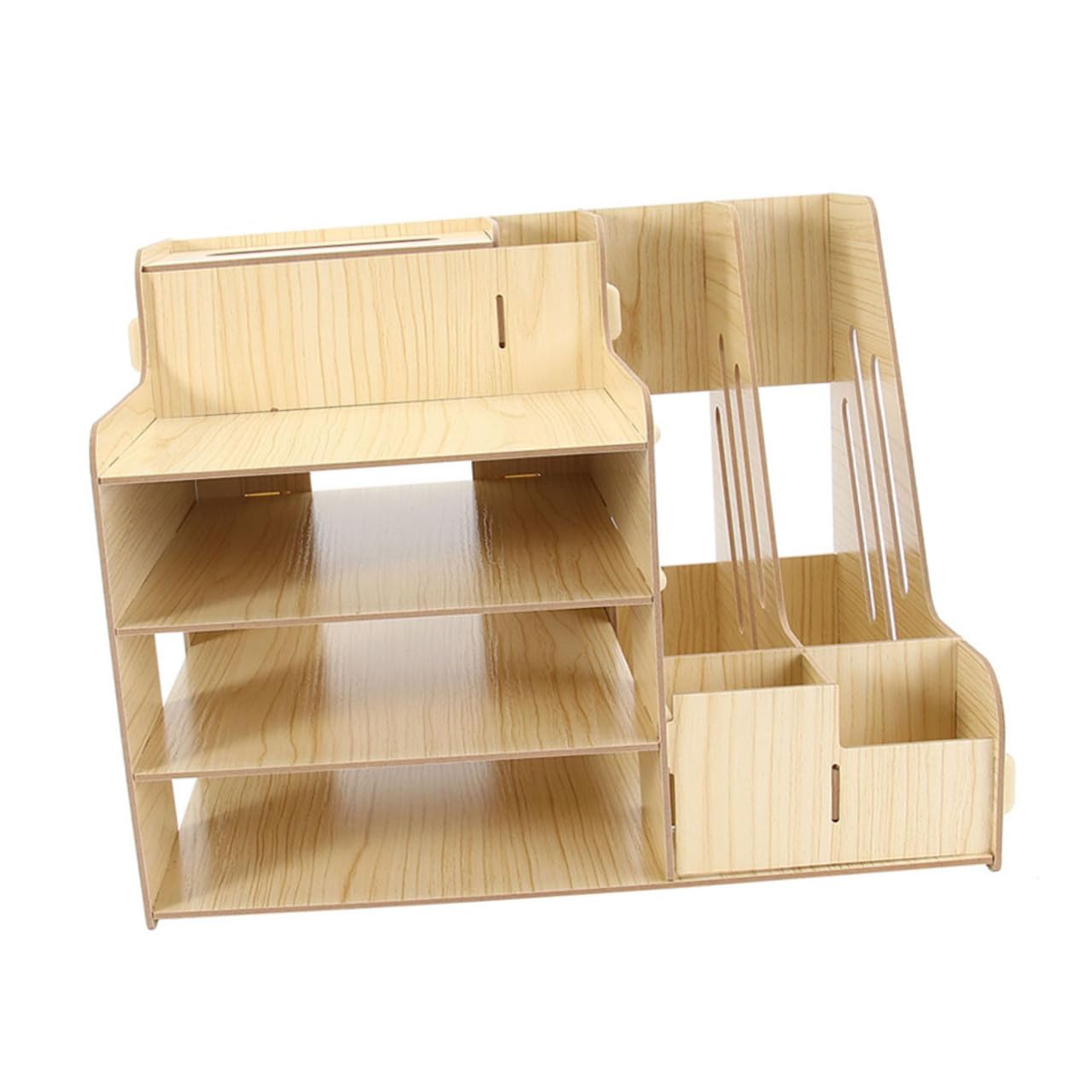 TOPBATHY Estante Organizador de Madera de Escritorio Diseño Multi-Compartimentos Almacenamiento Grande, Fuerte y Estable para Documentos y Papelería en Oficina