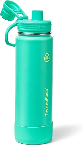Miniatura 2 de ThermoFlask Botella de agua de acero inoxidable con aislamiento al vacío de doble pared de 24 onzas con tapa de boquilla, color verde gritando