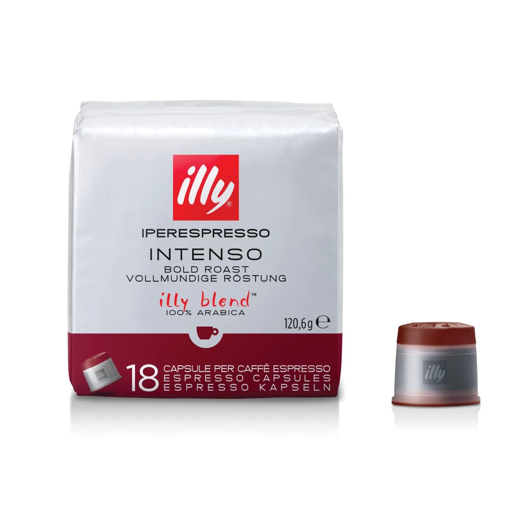 illy, Iperespresso Kapseln INTENSO: 100% Arabica mit Aromen von Kakao und Trockenfrüchten, Vollmundiger und Kräftiger Nachgeschmack, 1 Packung mit 18 Kapseln