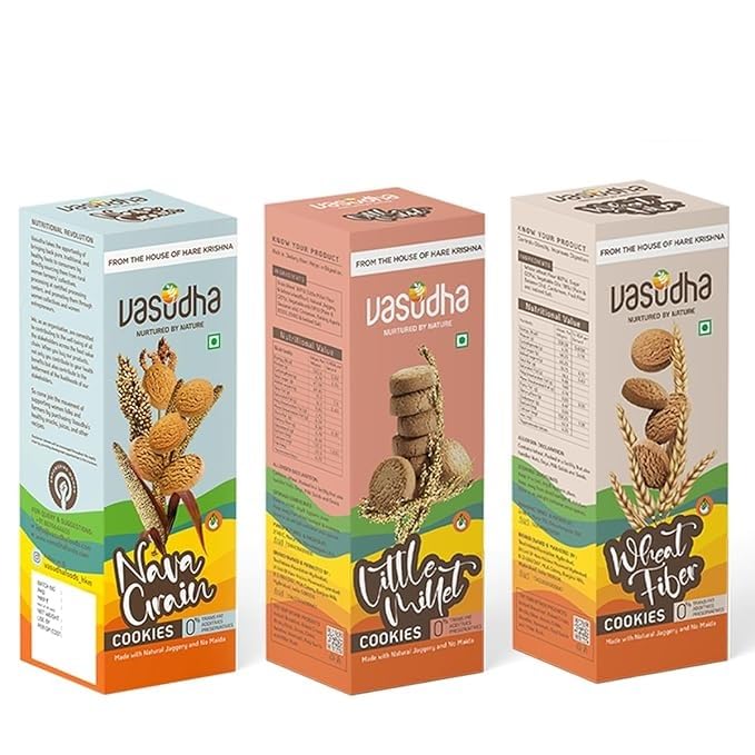 Vasudha Nava Millet Cookies, Little Millet Cookies, Wheat Fiber Cookies | Natural Tasty & Healthy Cookies | No Preservatives & Artificial Flavours | No Maida, GMO Free, No Preservatives Cookies ( Pack Of 3 ) (B0DFYTYBF6) Amazon Price History, Amazon Price Tracker