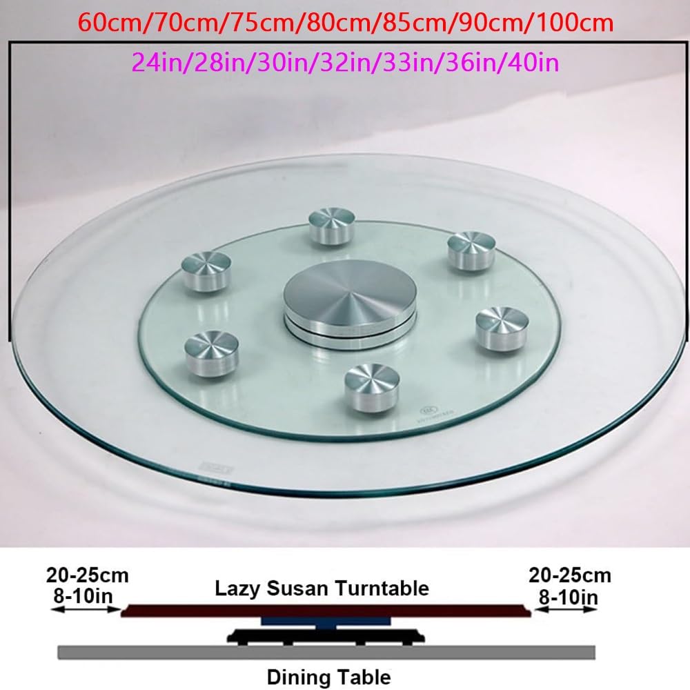 Plato Giratorio Grande 80 60 cm Lazy Susan Bandeja Giratoria De Vidrio, Bandeja De Servir para Cocina, Plato Giratorio De Mesa Redondo, Antideslizante(75cm(30in))