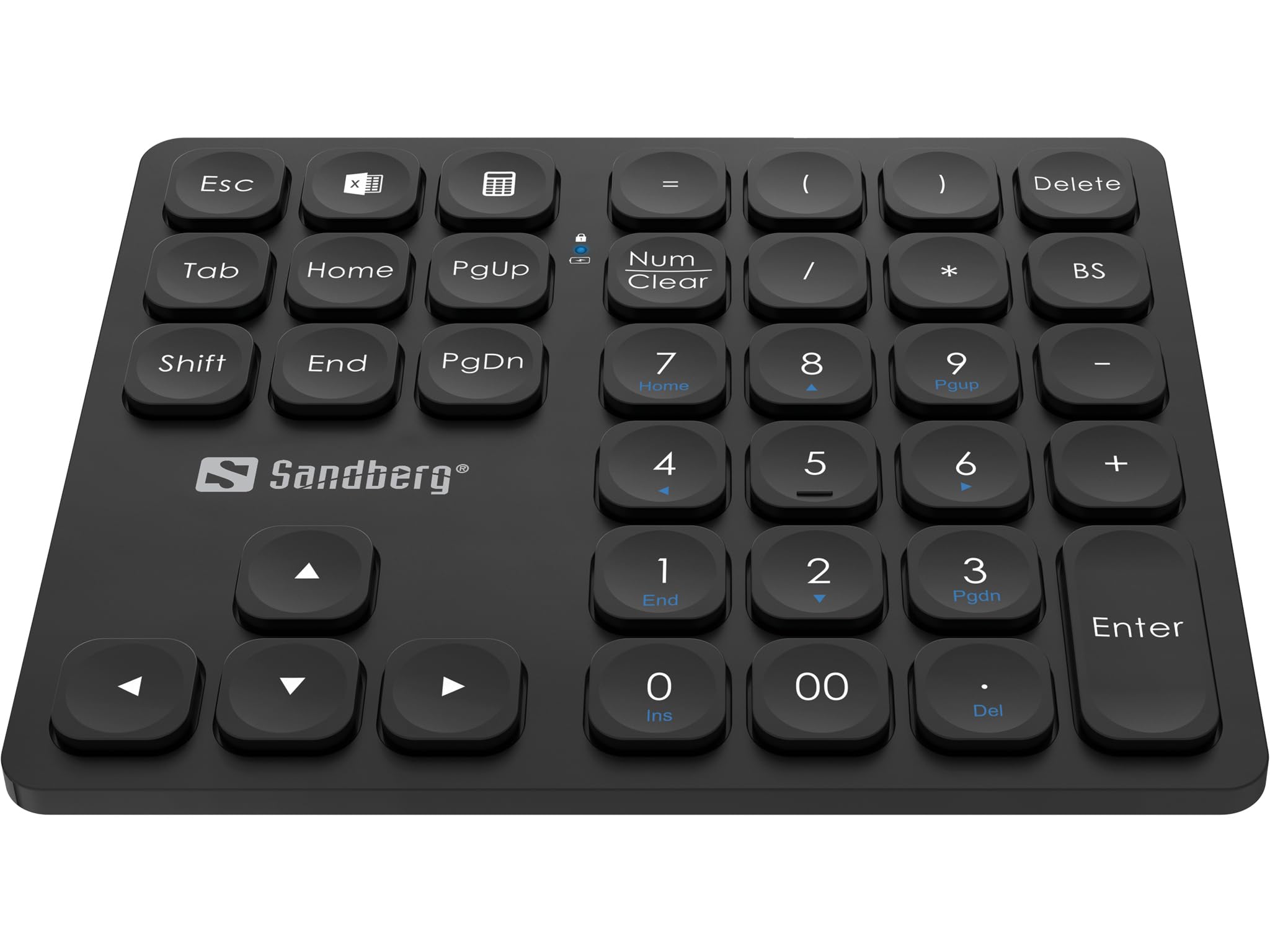 Sandberg Teclado numérico inalámbrico Pro | Numpad portátil con Teclas de bajo Ruido | Teclado inalámbrico | Plug & Play | Recargable | Teclado numérico Bluetooth para Oficina, hogar, Trabajo,