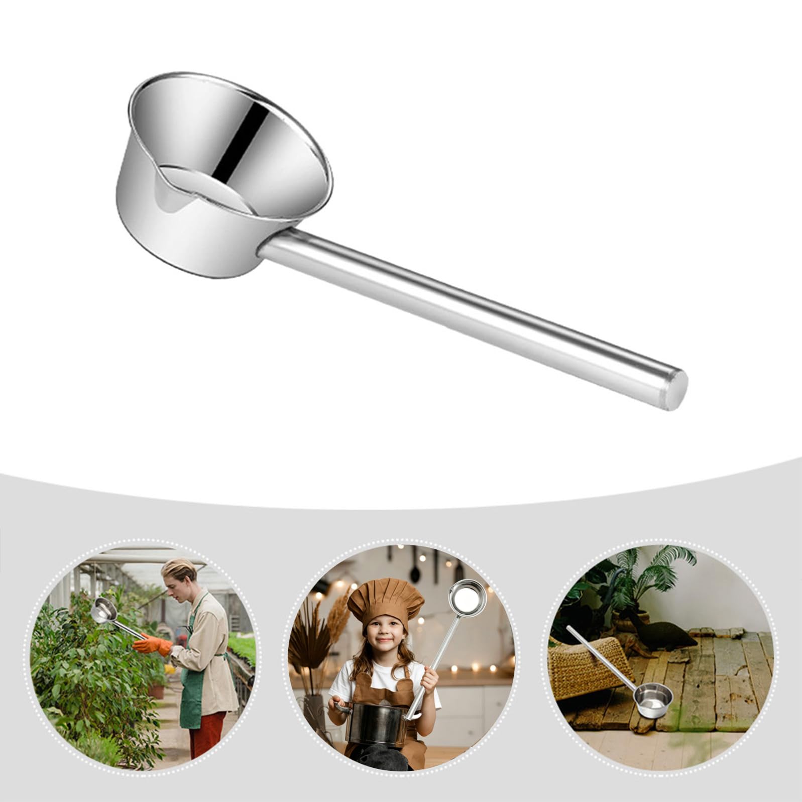 TOYANDONA Cucharón para Agua Acero Inoxidable Mango Largo 35 Cm Herramienta Cocina Hogar Jardín Gotero para Servir y Lavar Verduras Frutas Uso Múltiple