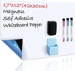 CUHIOY Sticker magnétique de tableau blanc 16,5"x12" - Mini Feuille d'effacement à sec Peel and Stick pour porte-réfrigérateur, salle de dortoir & Cubicle, tableau de notes amovibles pour la liste d'épicerie & Notes rapides, y compris 3 Stylos