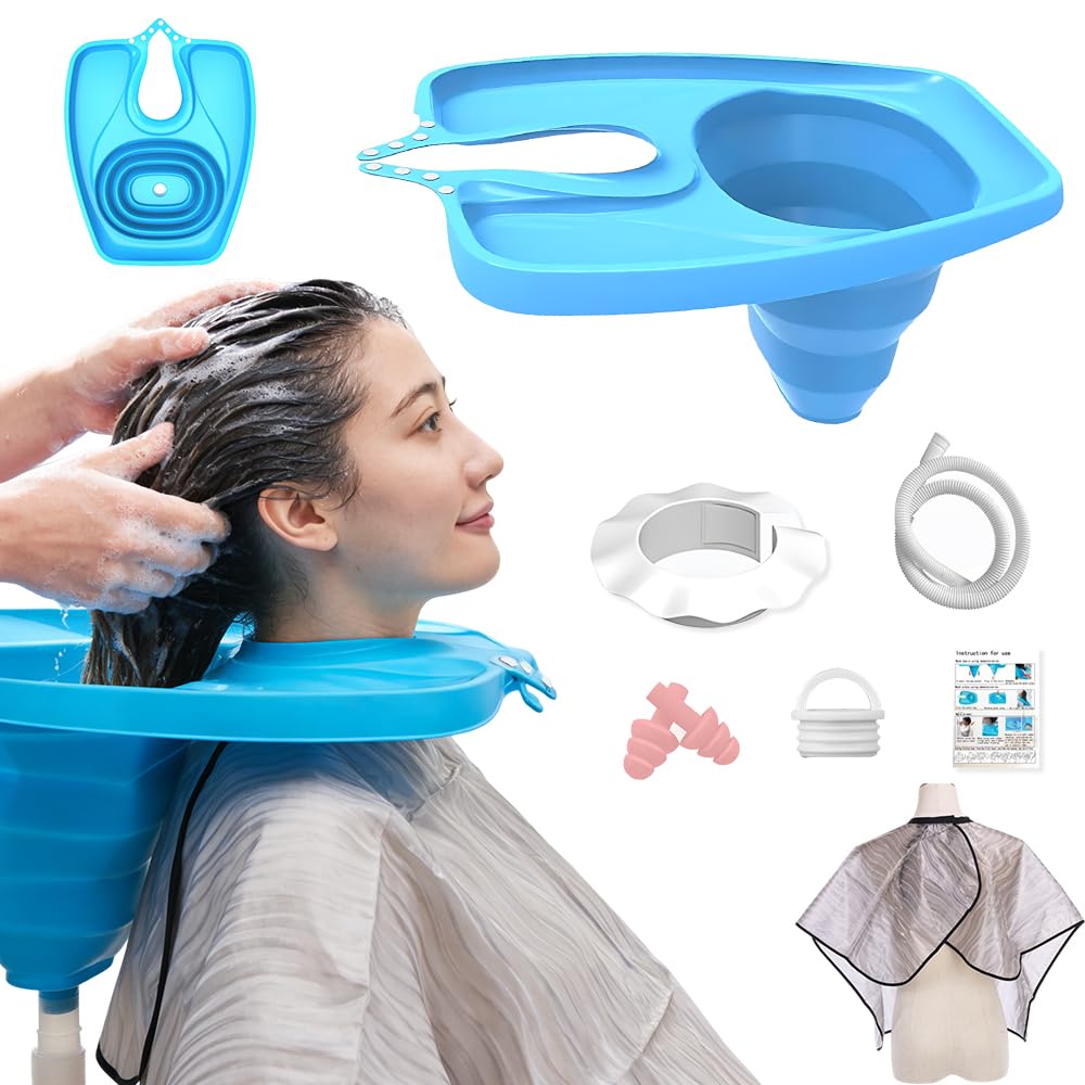 NAVESO 7 Stück Haarwaschbecken für Bettlägerige,Haarwaschbecken,Mobiles Haarwaschbecken,Haare Waschen im Bett,Faltbares kopfwaschbecken für bettlägerige ältere Menschen,Behinderte,Schwangere,Verletzte