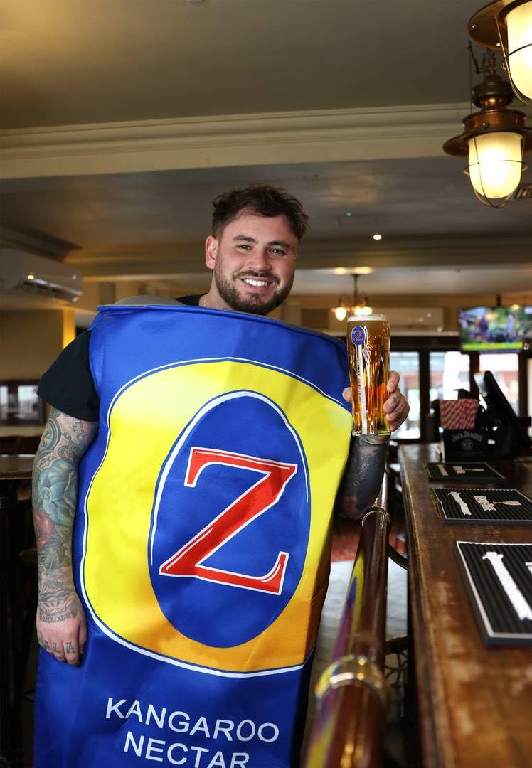 Australijska puszka piwa i kostium kangura - fantazyjny strój na Dzień Australii - nowość australijska puszka piwa kostium z nakryciem głowy kangura na imprezy, imprezy i grille