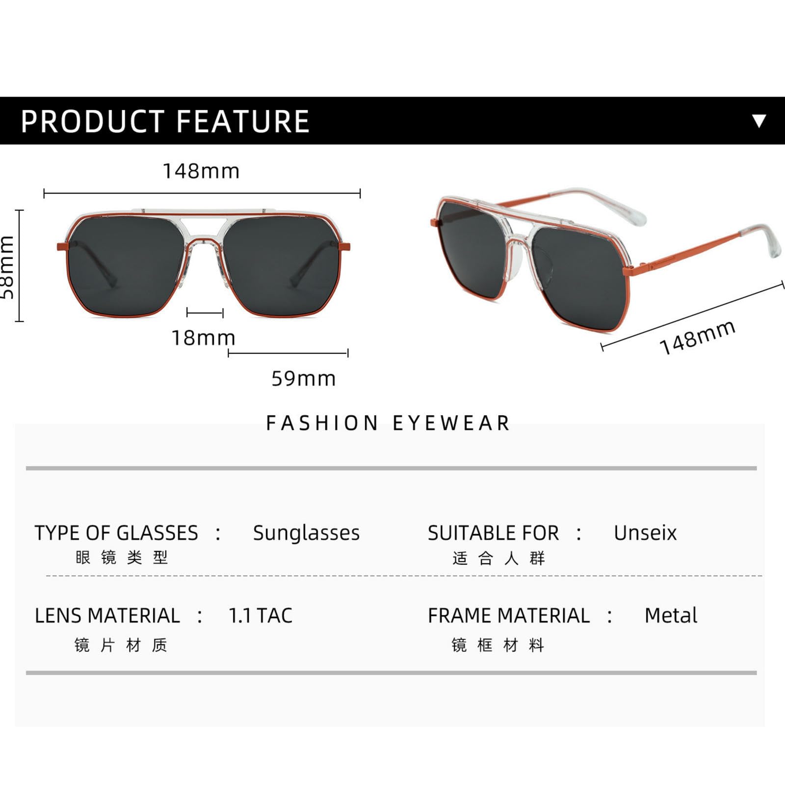 Sonnenbrille Damen Frauen Mode Große Für Das Fahren Von Strand Und Straßenfotografie Sonnenvisiere-c37 Silberrahmen Graues Blatt