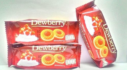 Dewberry Thai Premium - Galletas de sándwich con sabor a crema y fresa Peso neto 1.27 oz. X 3 bolsas
