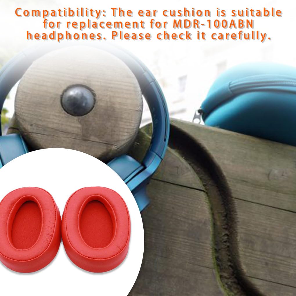 Lot de 10 coussinets en cuir pour écouteurs intra-auriculaires de rechange pour casque MDR-100ABN Rouge