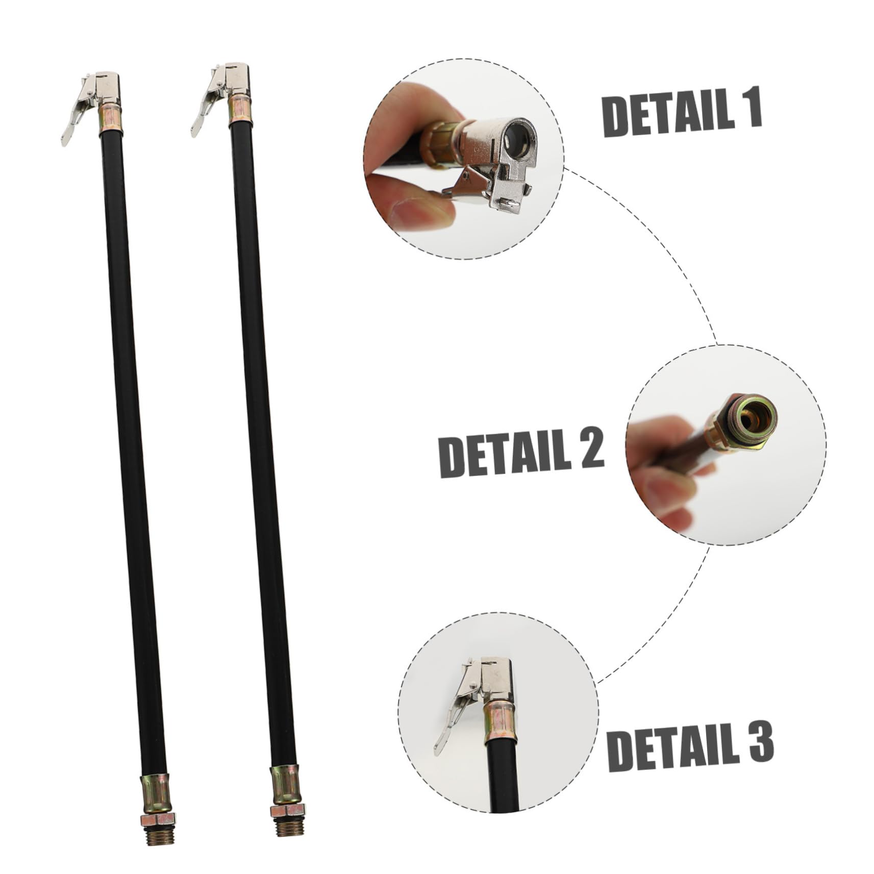Set Di 2 Tubi Di Ricambio Per Gonfiaggio Pneumatici, 38 Cm, Con Adattatore Per Valvola Auto, Gomma E Lega - 5