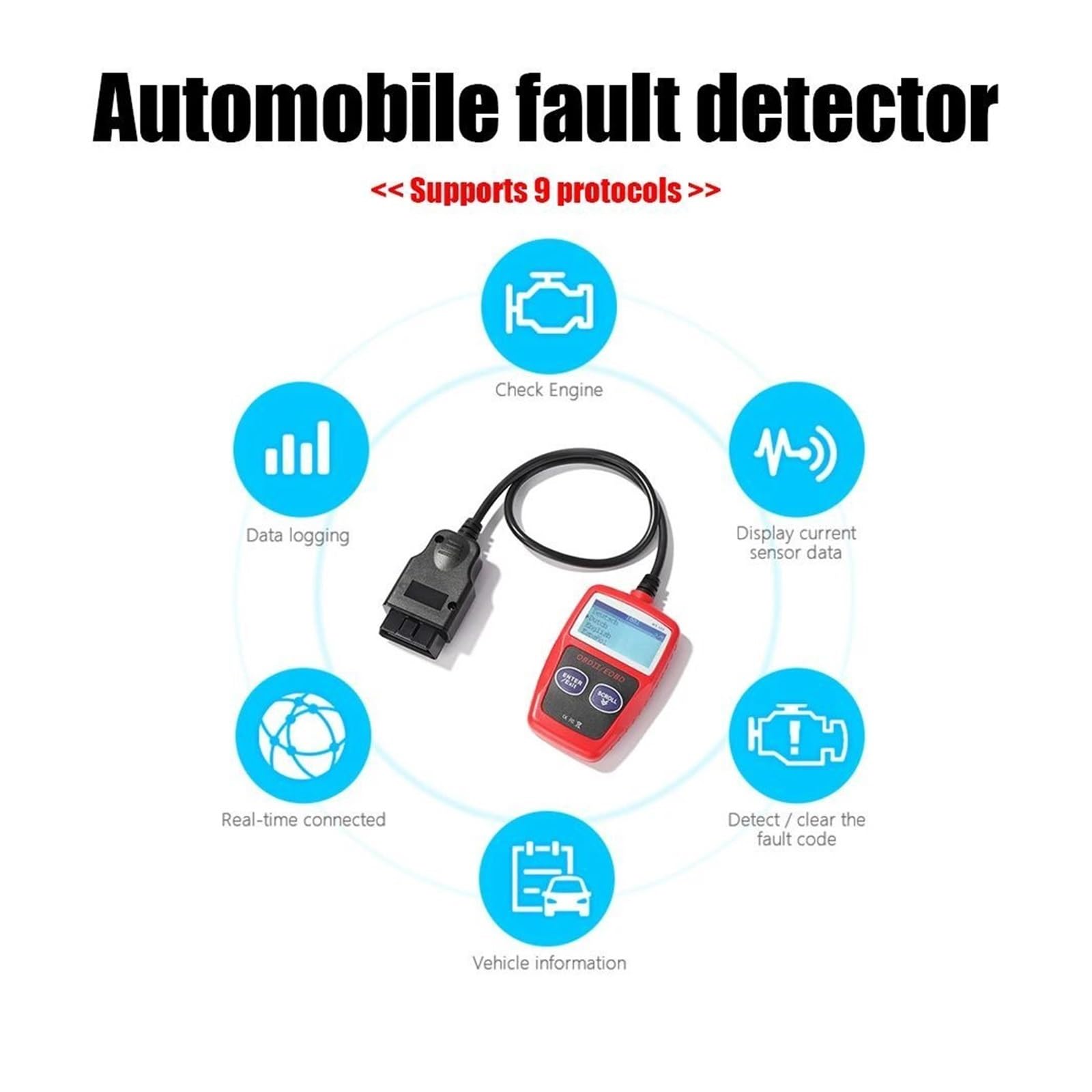 MS309 LCD Obd2 Auto Diagnostische skaner Odb2 czytnik kodów narzędzie diagnostyczne, usterek samochodu i resetowanie, Stabilna wydajność