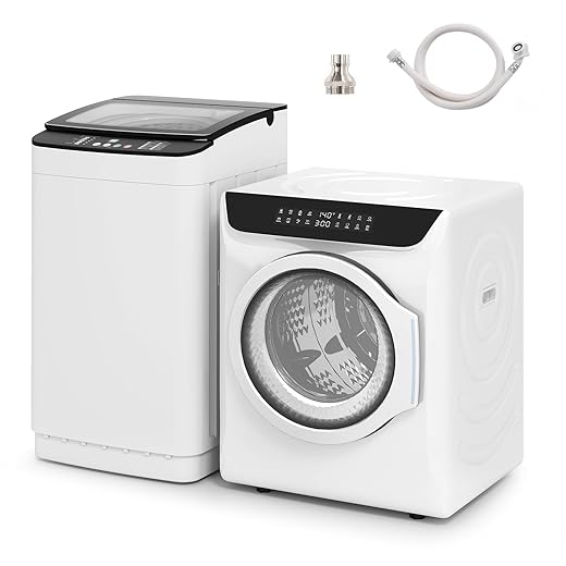 Portable Washer and Dryer Combo Set, 28Lbs Full-Automatic Washing Machine and 2.8 Cu.Ft Portable Clothes Dryer with 10 Wash Programs, 6 Dry Modes, Compact Washer and Dryer for Apt, Dorm, Home