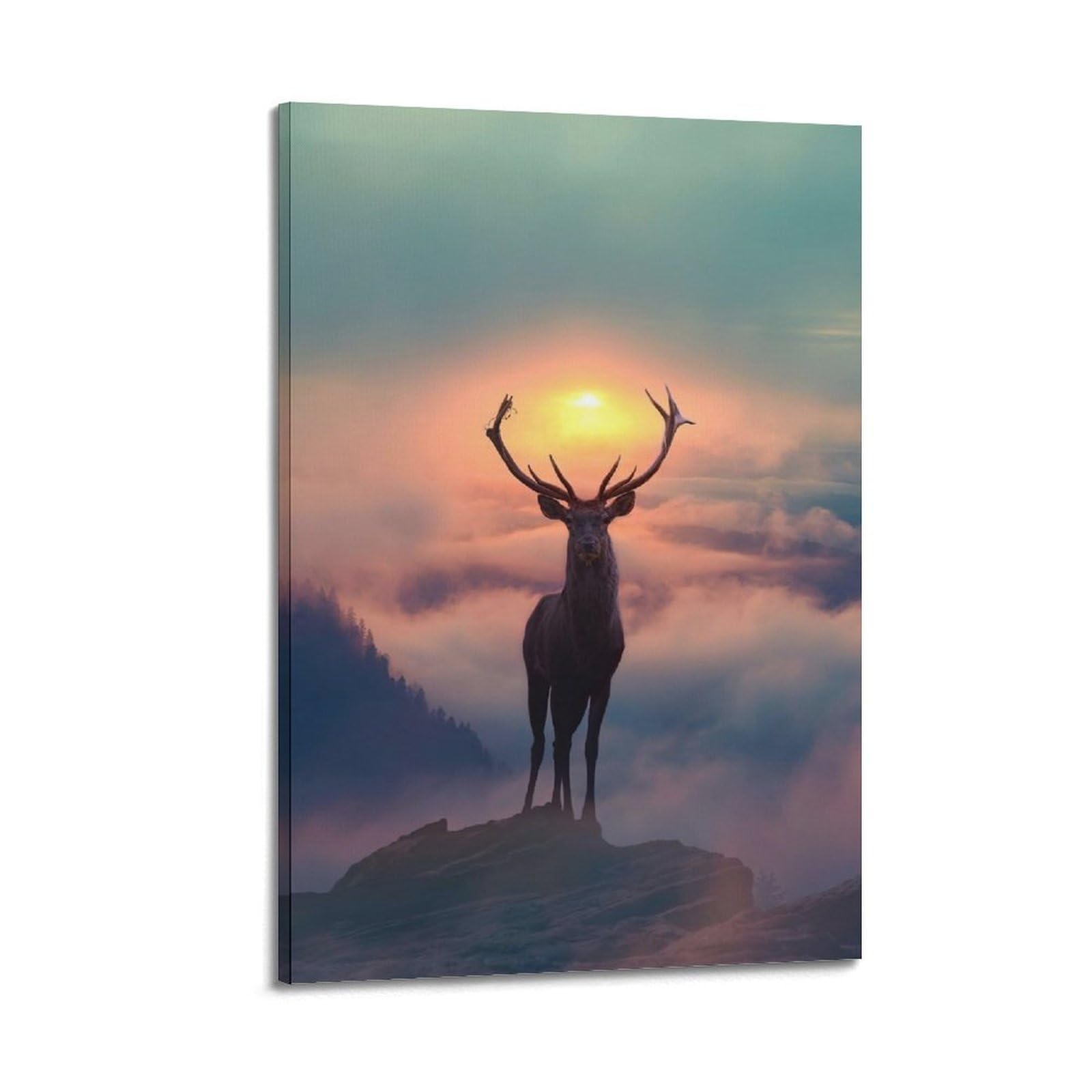 HUIYHB Animal Poster Deer on The Hilltop Poster Decorative Painting Canvas Wall Posters And Art Picture Print Modern Family Bedroom Decor Posters 20x30inch(50x75cm)