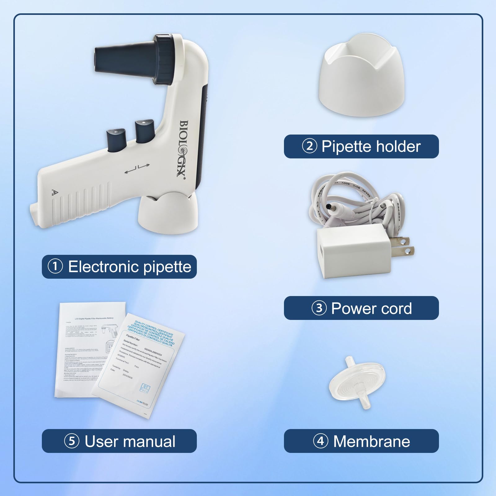 Controlador de pipeta eléctrico, pipetas motorizadas automáticas, llenado de pipetas de 0.1-100 ml con soporte, 6 velocidades ajustables, pantalla LCD, operación con una sola mano