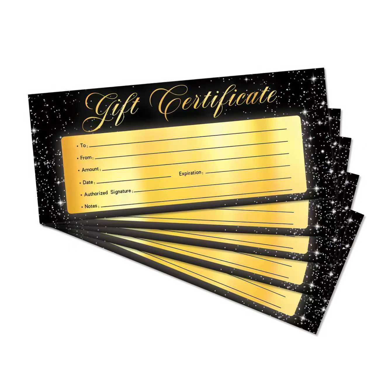 Blanko-Geschenkgutschein für Geschäft, 25 schwarzgoldene Geschenkgutscheinkarten für Spa, Restaurants, Salon, individuelle Kundengutscheine für Geburtstag, zum Ausfüllen von Blanko-Arbeiten