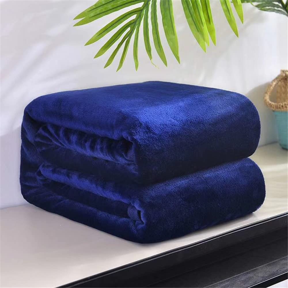 ENEN Super Ultra Soft Flannel Fleece Blanket Throw Fluffy Warm Cozy Flannel Microfiber Travel Blanket for Settees/Sofa/Chairs/Couch Lightweight Throw (100x150cm,Dark blue)