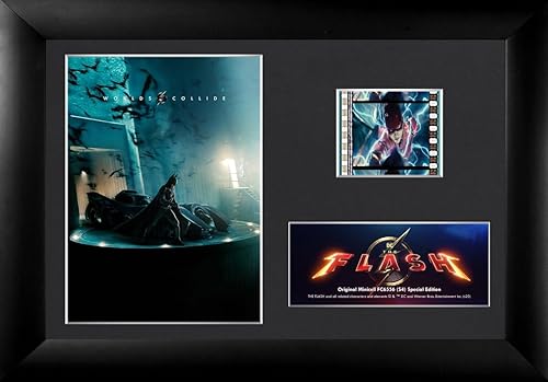 Trend Setters DC Comics - The Flash - Batman y Batmobile - FilmCells - Presentación de escritorio MiniCell de 7 x 5 pulgadas - Con clip de película