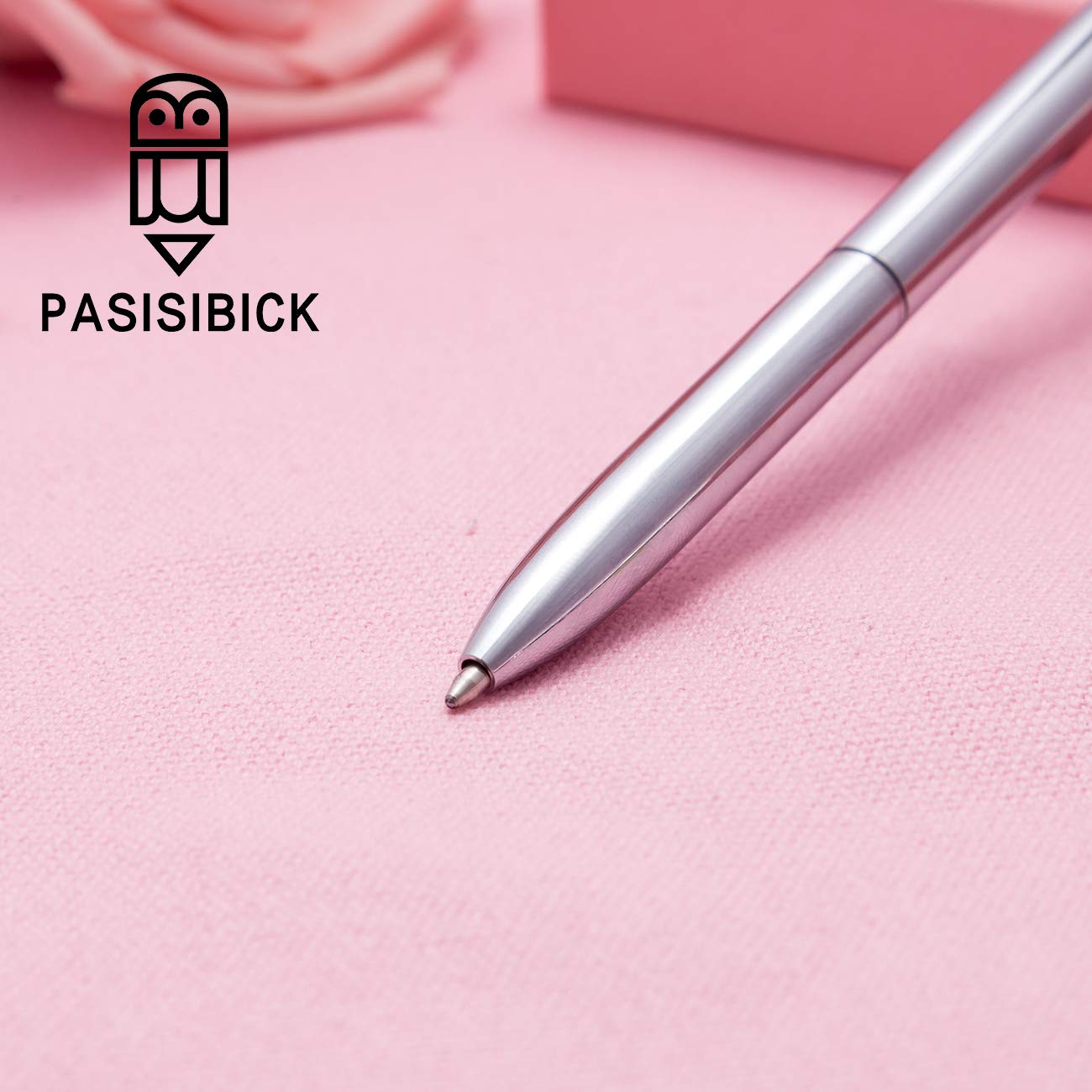 PASIBICK - Penne a sfera da donna con confezione regalo trasparente, graziose penne a sfera in metallo con inchiostro nero Crown Top Pens