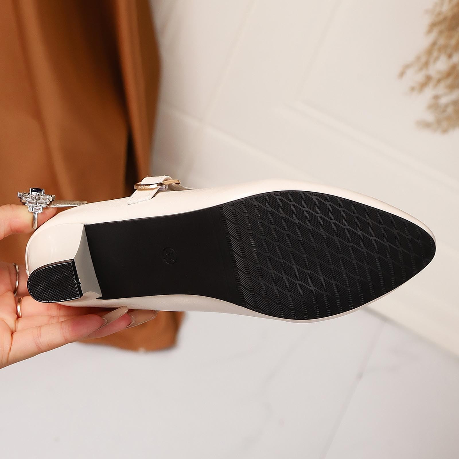 Escarpins à pieds larges pour femme - Chaussures à talons élégantes - Chaussures de mariage - Chaussures de danse d'été confortables pour femme - Chaussures basses à talons hauts - Chaussures